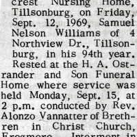 1969, Newspaper Funeral Announcement