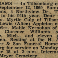 1969, Newspaper Funeral Announcement