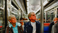 Dave and Olwen, Paris on the train to Rolland Garros